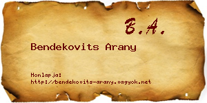 Bendekovits Arany névjegykártya
